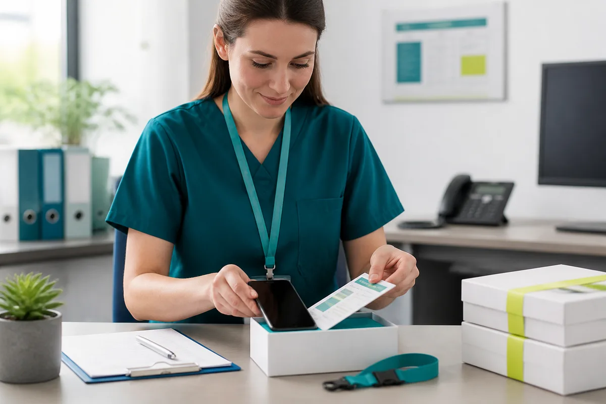 Traditional landline and modern mobile telecare technology representing the digital switchover